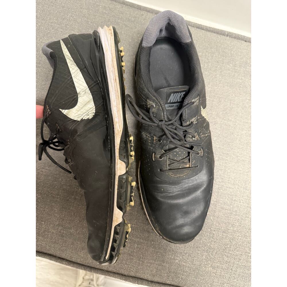 Nike Lunar Control 3 Golf Spikes Shoes Black White Men Sz 11